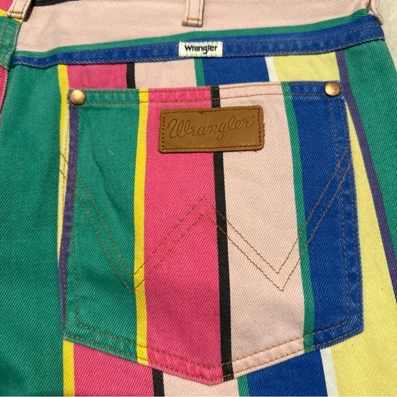 Wrangler Jeans Women 33 (33x30) Multicolor Striped Wanderer 622 High Rise Flare - Picture 3 of 8